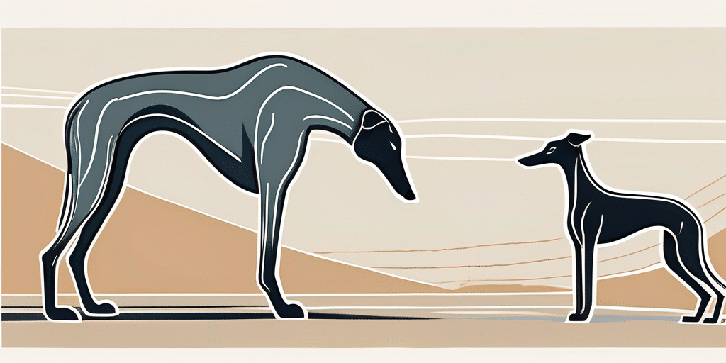 A galgo and a greyhound side by side