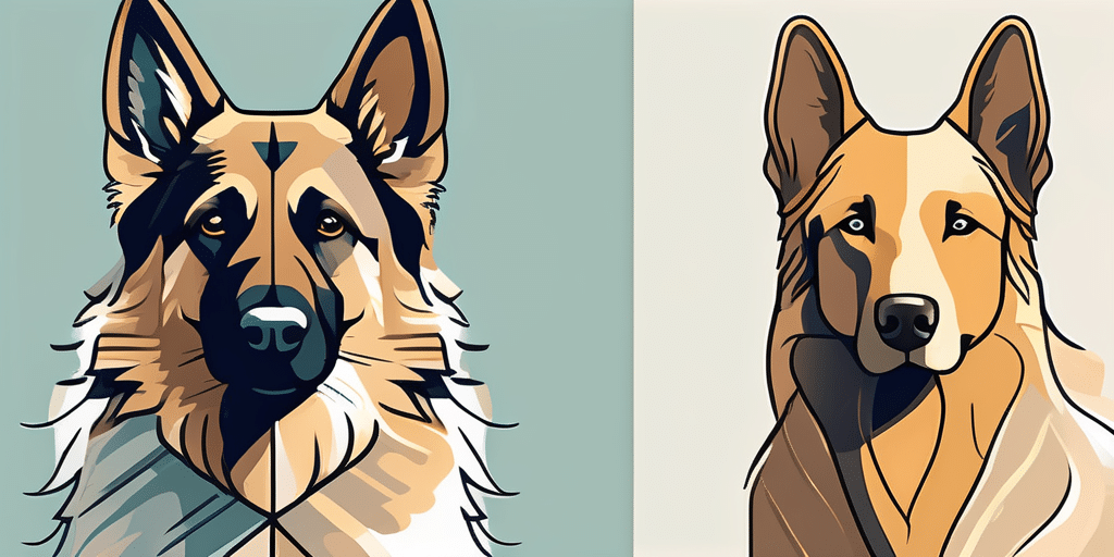 A german shepherd and a golden retriever side by side