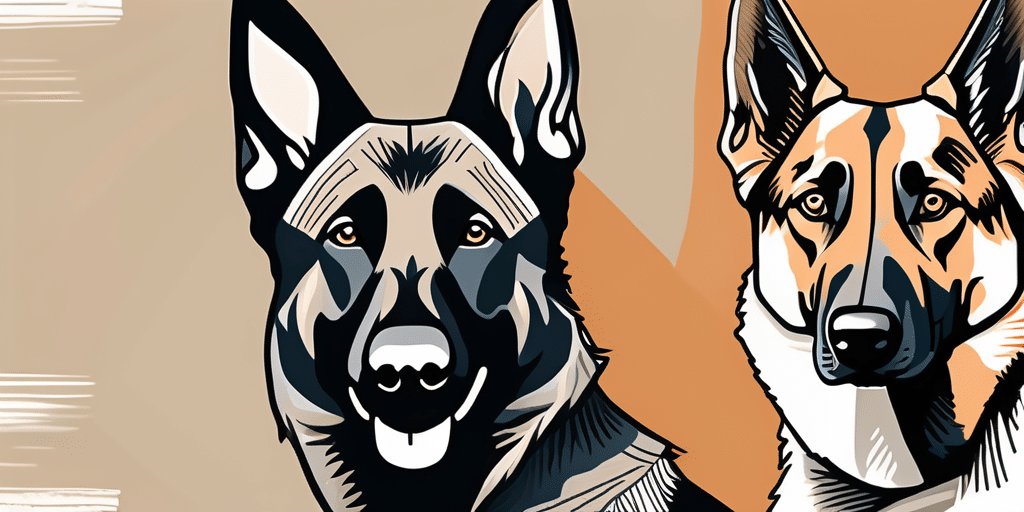 A german shepherd and a dutch shepherd side by side