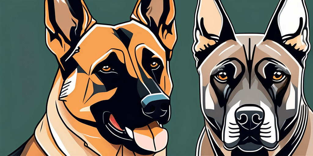 A german shepherd and a cane corso in a friendly face-off