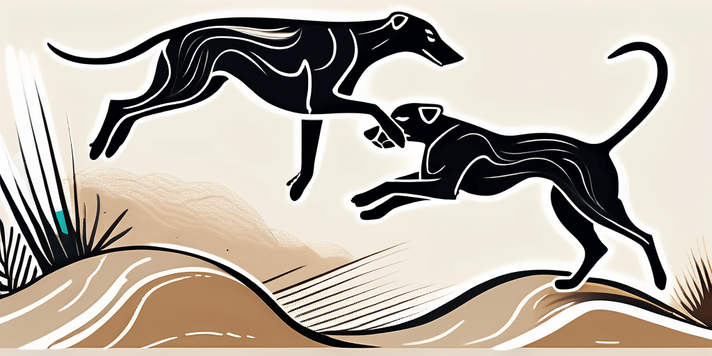 A greyhound and a cheetah in a dynamic