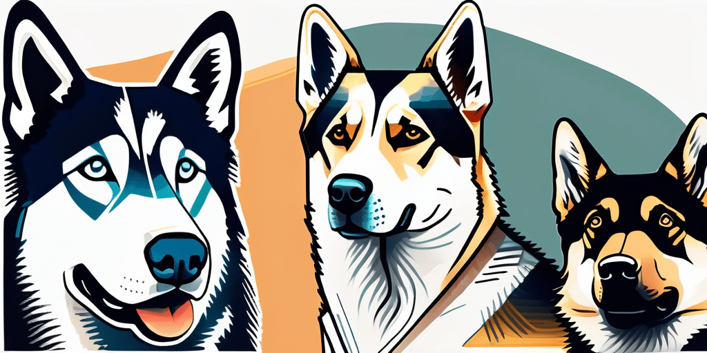 A husky and a german shepherd side by side